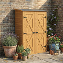 Capanno Armadio Porta Attrezzi da Giardino 115x53x156 cm con Ripiani Interni in Legno di Abete Marrone      