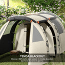 Tenda da Campeggio 4-5 Persone con Copertura Oscurante 460x230x180 cm Impermeabile con Borsa di Trasporto in Poliestere Cachi