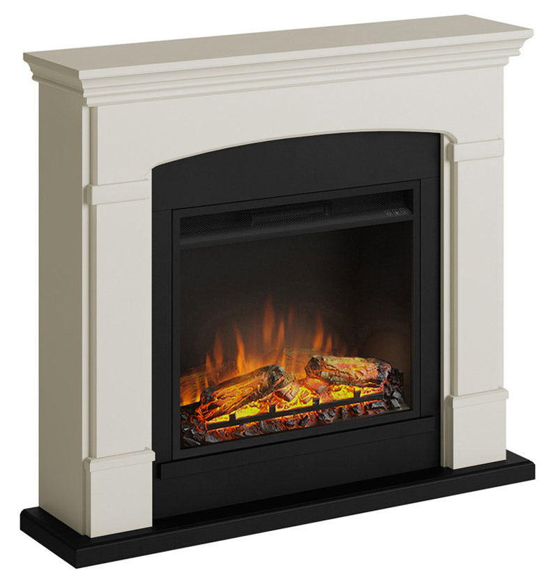 Camino Elettrico da Pavimento Effetto Fiamma 1500W Tagu Helmi Bianco Crema