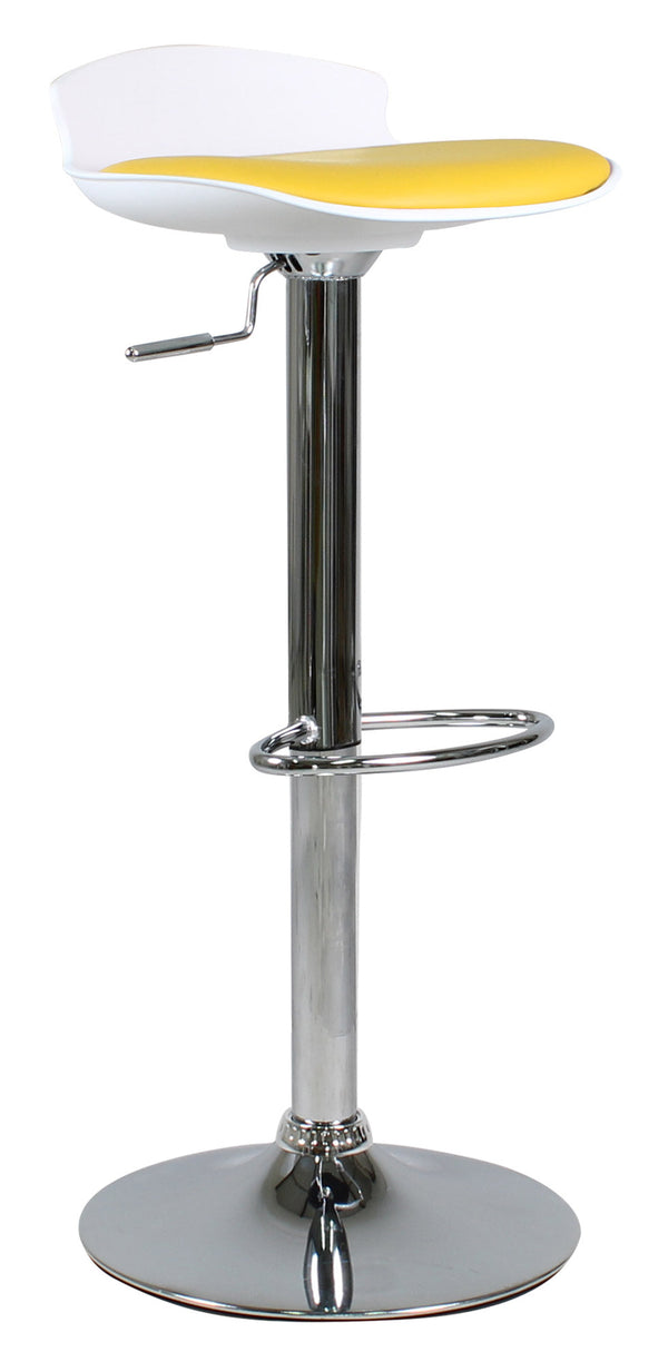 Tabouret avec Vérin à Gaz et Assise Pivotant en Polypropylène et Simili Cuir Vandi Blanc et Jaune online