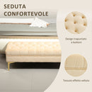 Panca Fondo Letto Imbottita con Rivestimento Trapuntato in Effetto Velluto 118x45x42 cm Beige    
