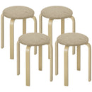 Set 4 Sgabelli con Seduta Imbottita Rotondi e Impilabili Ø40x45 cm in Legno Cachi  