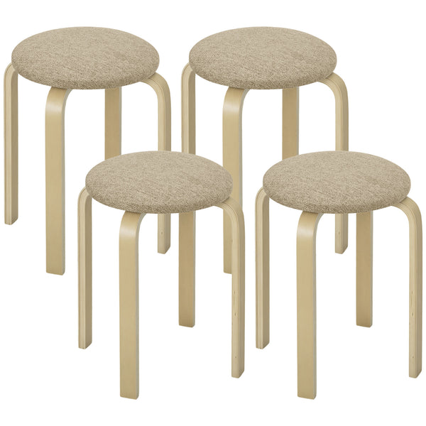 Set 4 Sgabelli con Seduta Imbottita Rotondi e Impilabili Ø40x45 cm in Legno Cachi online