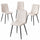 Set 4 Sedie Piedi Neri e Seduta Ergonomica con Rivestimento in Velluto Beige