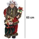 Statuina Mamma Natale Addobbo Statuetta 65 cm Vestiti Tessuto e Sacco Natalizio