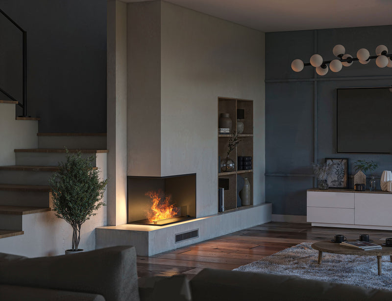 Camino a Vapore Elettrico Bifacciale Angolare a Sinistra 80x50x40 cm Invapo Corner L800 Nero      