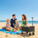 Carrello Pieghevole 64x40x60-84 cm Capacità 41L con 4 Ruote per Campeggio Giardino in Metallo e Tessuto Oxford Nero      