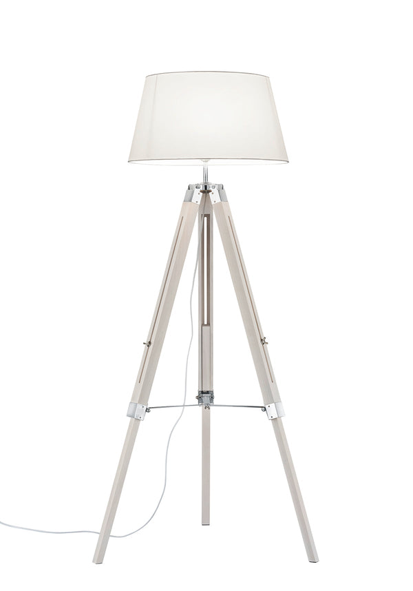 Lampadaire d'intérieur E27 en bois blanc naturel sconto