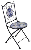 Set Tavolo e 2 Sedie Pieghevoli da Giardino con Mosaico in Metallo Cagliari