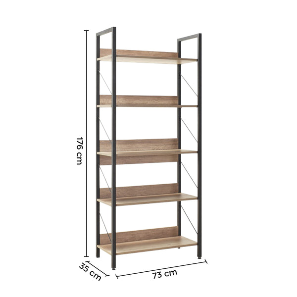 prezzo Bibliothèque en bois 73x176x35 cm Étagère 5 étagères pour bureau Chêne