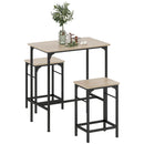 Set da Pranzo 3 Pezzi con Tavolo da Cucina e 2 Sgabelli Bar in Legno e Acciaio color Legno e Nero    