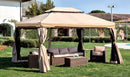 Gazebo da Giardino 3x4m in Alluminio con Zanzariera Bauer Ecrù
