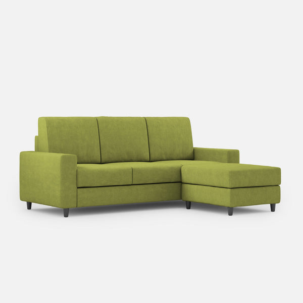 Divano 3 Posti con Pouf 208x155x85 cm Sakar in Tessuto Verde sconto
