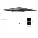 Ombrellone da Giardino 2x3 m Palo Ø38 mm in Alluminio e Poliestere Grigio