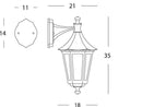 Lampada Applique in Basso Colore Nero per Esterno Linea Pagoda Sovil
