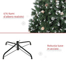 Albero di Natale Artificiale Innevato 150 cm 676 Rami con Pigne Apertura Automatica Verde