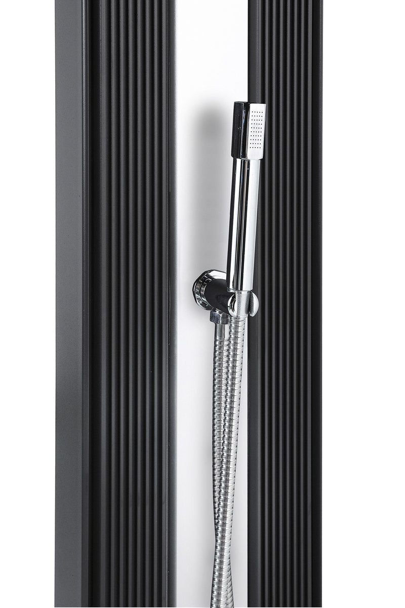 Doccia Solare Ibrida da Giardino 40L Miscelatore e Doccetta Lavapiedi Antracite/Alluminio