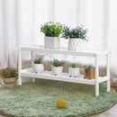 Scarpiera Multiuso 33x70x26 cm 2 Ripiani in Bambù Bianco