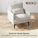 Poltrona da Salotto Imbottita 73x80x80 cm con Cuscino Lombare in Tessuto Effetto Lino Bianco      