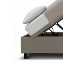 Letto Singolo Contenitore Imbottito Similpelle Cappuccino BoxMax Testata Flat Varie Misure