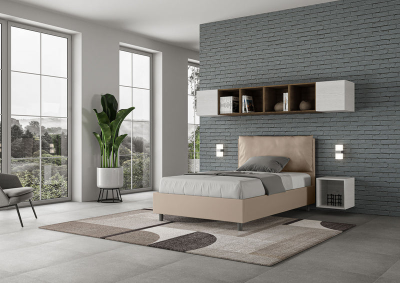 Letto 1 Piazza E Mezzo Imbottito in Similpelle Antea Large Tortora Varie Misure