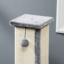 Tiragraffi per Gatti 41x41x81 cm Palo in Sisal e Pallina da Gioco Grigio   