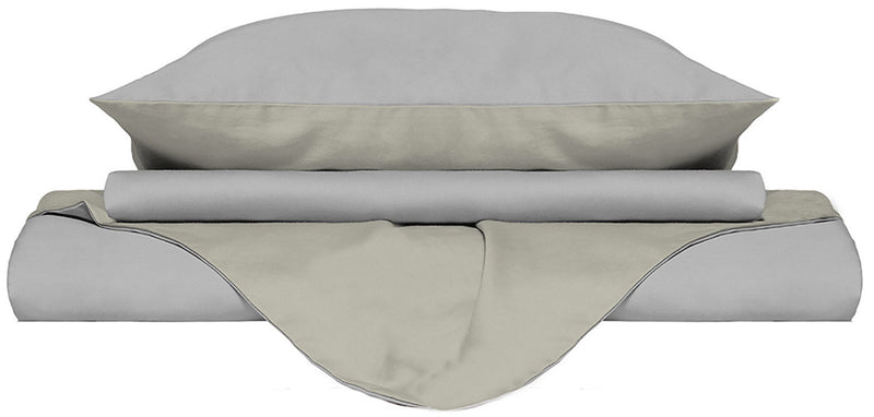 Copripiumino con Sacco e Federe Doubleface Grigio Chiaro\/Panna Varie Misure