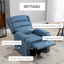 Poltrona Alzapersona Elettrica 85x88x109 cm in Tessuto Effetto Lino Blu