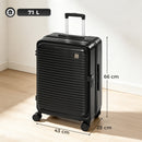 Valigia Rigida Media 71 L 66x43x28 cm Espandibile con 4 Ruote e Lucchetto TSA in ABS Nero      