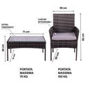 Set Salotto da Giardino 4 Posti Effetto Rattan Antracite Rodi      