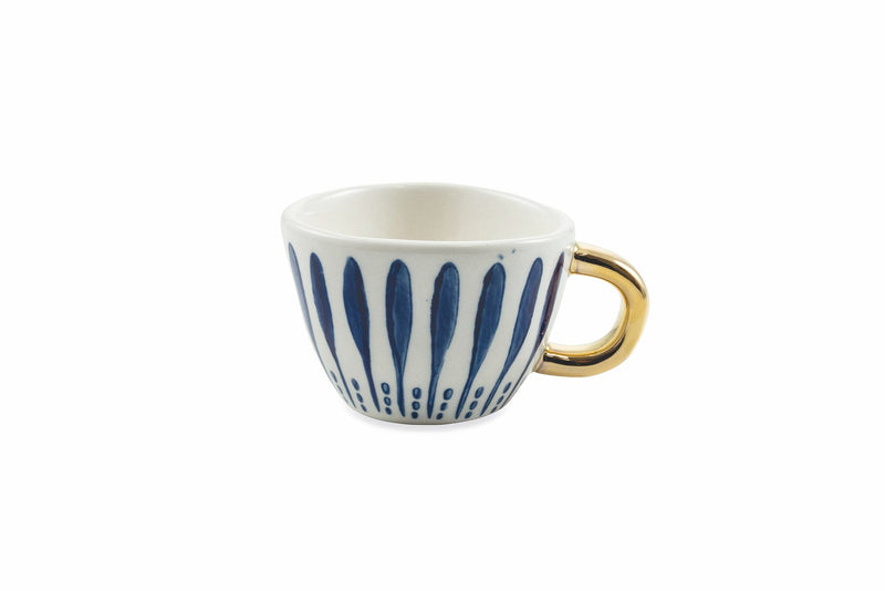 Set 6 Tazzine da Caffè Ø7x5 cm in Gres Villa d'Este Home Tivoli Masai Blu e Bianco