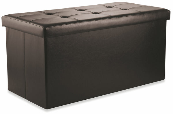 Trunk Chest Pouf Conteneur en Faux Cuir Soriani Noir sconto