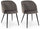 Lot de 2 chaises 53x57x81,5h cm Queen Velours Cadet Gris