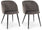 Lot de 2 chaises 53x57x81,5h cm Queen Velours Cadet Gris
