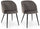 Lot de 2 chaises 53x57x81,5h cm Queen Velours Cadet Gris