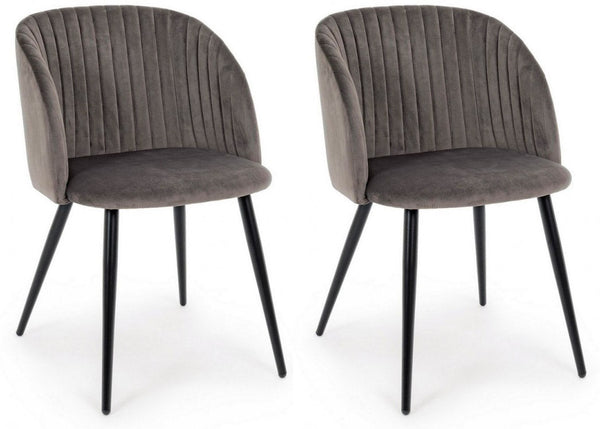 Lot de 2 chaises 53x57x81,5h cm Queen Velours Cadet Gris sconto
