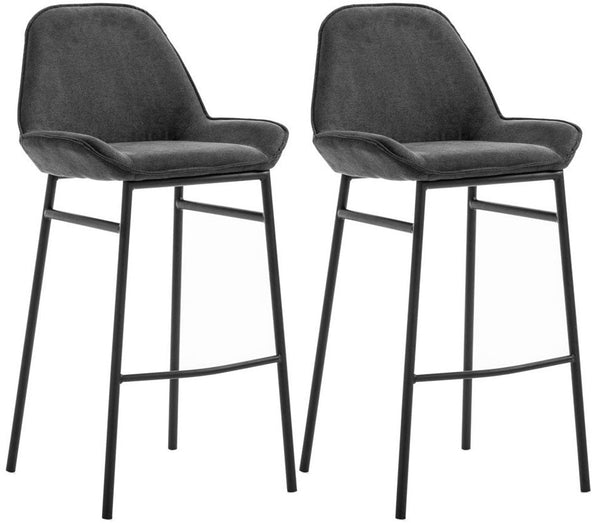 Lot de 2 Tabourets 49,5x41x105 cm en Simili Cuir Gris Foncé sconto