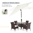 Ombrellone Rettangolare 2x3 m Pieghevole e Regolabile in Alluminio e Poliestere Bianco Crema   