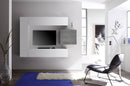 Parete Attrezzata Mobili Salotto 3 Mobili Sospesi 169x196x31cm TFT  Cube Bianco Lucido e Quercia Grigio
