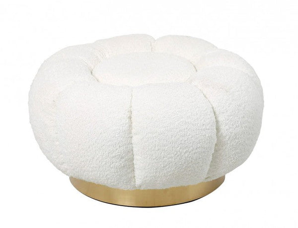 sconto Pouf Ø 65x35 cm Florel in Bouclè Bianco