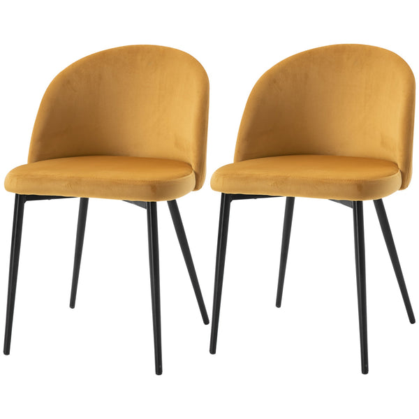 prezzo Set 2 Sedie Imbottite 49x50x77 cm in Velluto Giallo