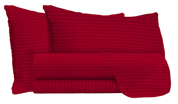 sconto Parure de lit double et taies d'oreiller en satin polyester bordeaux