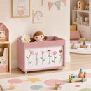 Baule Portagiochi per Bambini 3-8 Anni 50x30x33,5 cm con Ruote 34,5 L Capacità 15 kg in Truciolato Rosa      