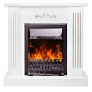 Camino Elettrico da Pavimento 90,5x94x26,5 cm Effetto Fiamma 2000W Smile & Pluton Bianco Bianco