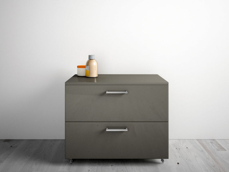 Mobile Cassettiera 2 Cassetti Soft Close in Legno in Melaminico 70x52x57cm TFT Samoa Grigio