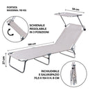 Lettino Mare con Parasole Richiudibile 190x58x27 cm in Alluminio PVC e Poliestere Ecrù Vieste      
