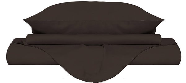 Housse de couette double avec sac et taies d'oreiller Uni Marron sconto