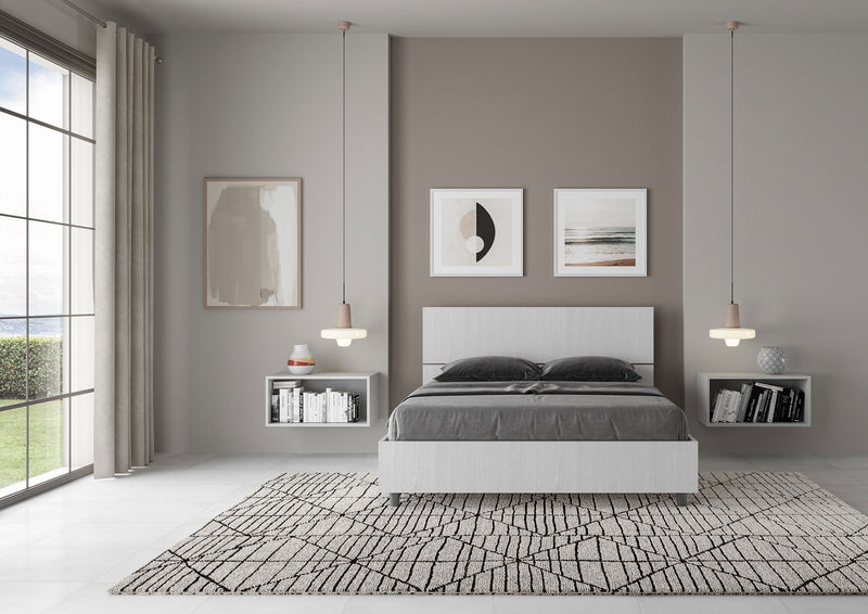 Letto Matrimoniale Francese Testata Dritta Demas Bianco Frassino Varie Misure