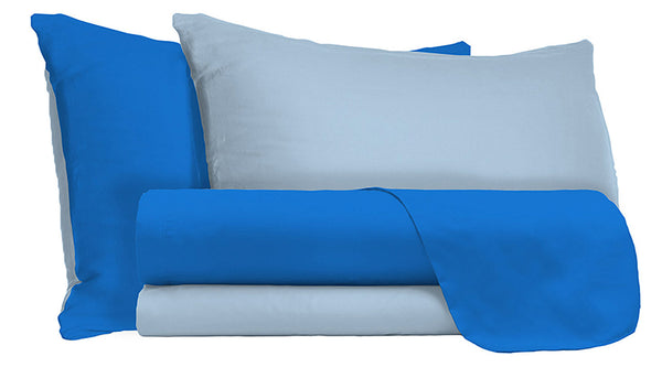 sconto Parure de Draps et Taies d'Oreiller Double Face Royal/Bleu