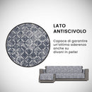 Copridivano con Penisola Sinistra in Poliestere e Cotone Blu Scuro Varie Misure